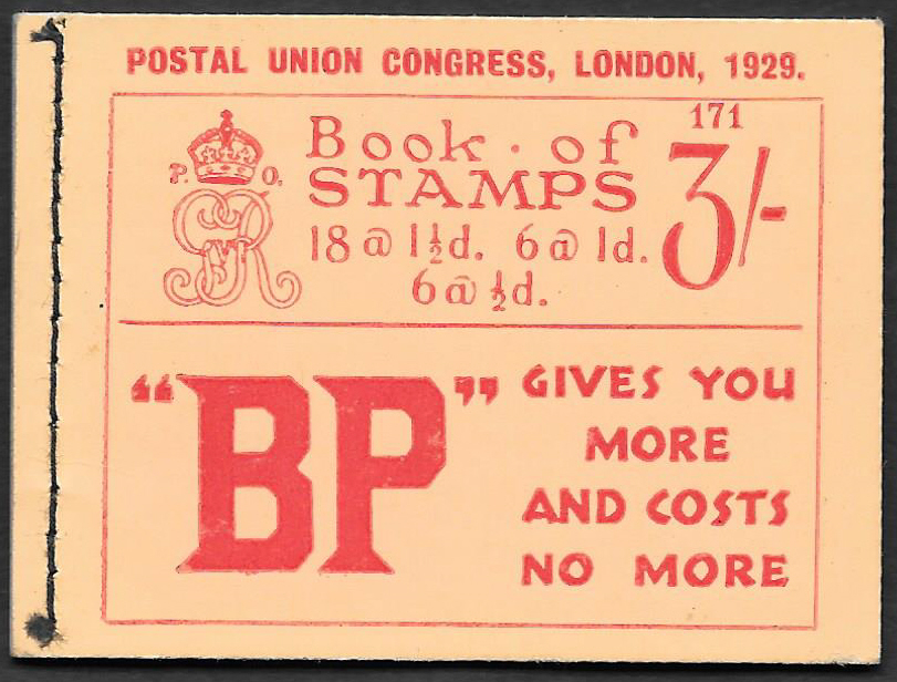 (image for) BB25 George V 1929 PUC 3/- Stitched Booklet Edition 171